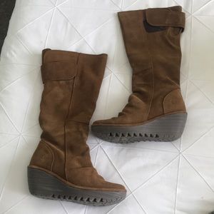 New camel brown suede high boots